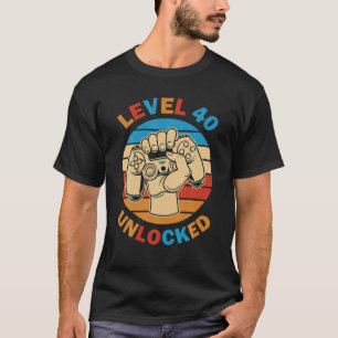 Camiseta Vintage Retro 40th Birthday Game Level40 Desbloque