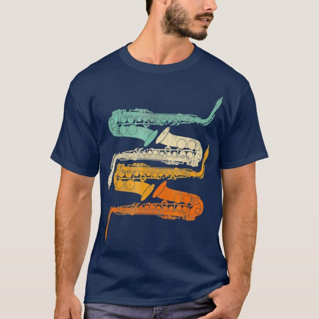 Camiseta Vintage Retro 70 Saxofón para sax (Anverso)