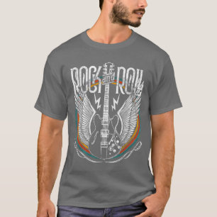 Camiseta Vintage Retro 80s Rock & Roll Music Guitar Wings t