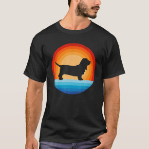 Camiseta Vintage Retro Basset Hound 60S Años 70S Sunset Dog