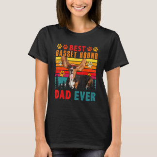 Camiseta Vintage Retro Best Basset Hound Dad Ever Cute Dog 