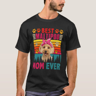 Camiseta Vintage Retro Best Maltipoo Mom Ever Cute Dog Head