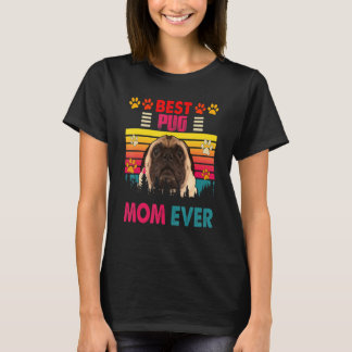 Camiseta Vintage Retro Best Pug Mom Ever Cute Dog Headband