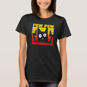 Camiseta Vintage Retro Cat Style Pew Pew Madafakas