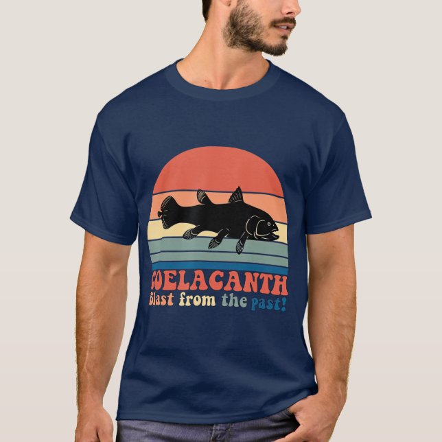 Camiseta Vintage Retro Coelacanth Silhouette Sunset (Anverso)