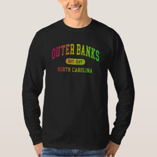 Camiseta Vintage Retro Colorido Arco Texto Bancos Exteriore