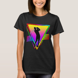 Camiseta Vintage retro colorido jugador de golf Rainbow