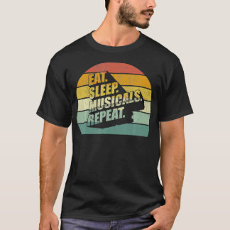 Camiseta Vintage Retro Come Sleep Musicals Repetir música d