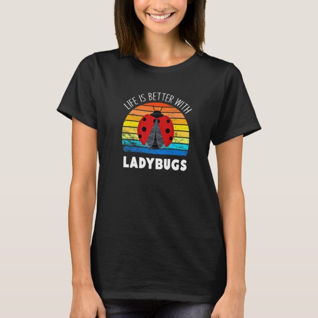 Camiseta Vintage Retro Con Insectos Animales De Ladybugs (Anverso)