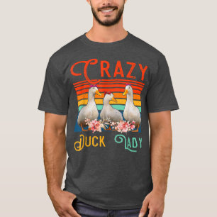 Camiseta Vintage Retro Crazy Duck Lady Floral Farmer Tres