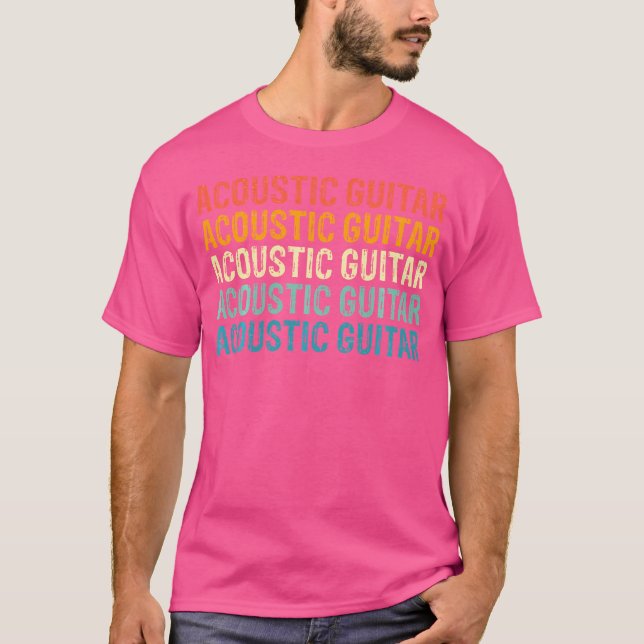 Camiseta Vintage retro de guitarra acústica (Anverso)