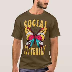 Camiseta Vintage retro de mariposa social Saliendo de 90 añ