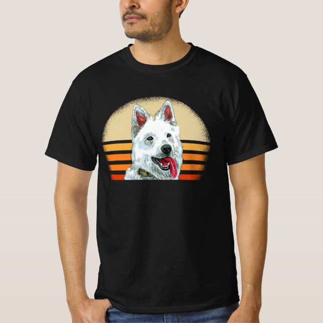 Camiseta Vintage retro de pastor blanco suizo (Anverso)