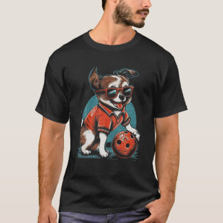 Camiseta Vintage Retro Dog Jugando Bowl Bowl Bowl Pupp