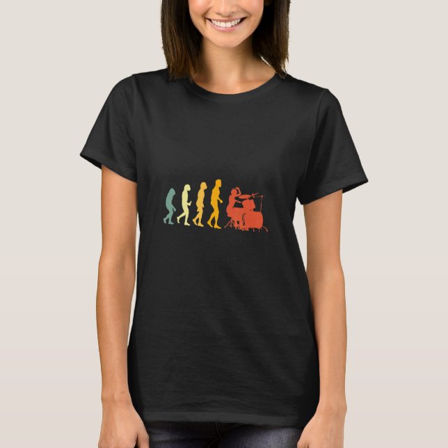 Camiseta Vintage Retro Drummer Evolution Drum 1 (Anverso)