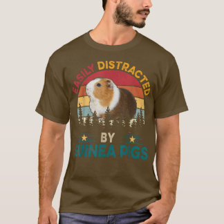 Camiseta Vintage Retro Easily Distracted By Guinea Pigs Cut