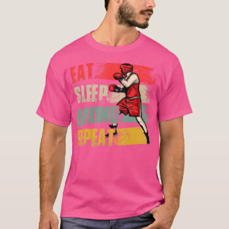Camiseta Vintage Retro Eat Sleep Boxing Repetir divertido j