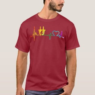 Camiseta Vintage Retro Electrician Heartbeat Watercolor