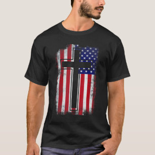 Camiseta Vintage Retro Estadounidense Cruz De Bandera Patri