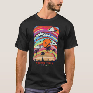 Camiseta Vintage Retro Estilo Sunset Summer Vibes Beach Par