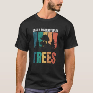 Camiseta Vintage retro facilmente distrado por arborista de