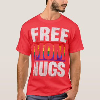 Camiseta Vintage Retro Free Mom Hugs Rainbow LGBT Pride Gay