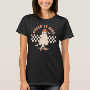 Camiseta Vintage Retro Halloween Creep it real Ghost Boy Fa