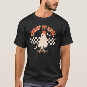 Camiseta Vintage Retro Halloween Creep it real Ghost Boy Fa