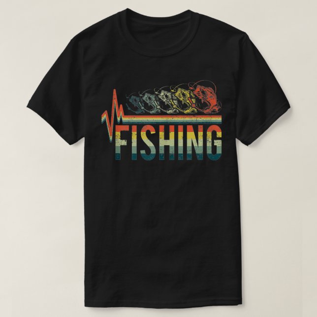 Camiseta Vintage Retro Heartbeat Palabra Pesca Pescado Love (Diseño del anverso)