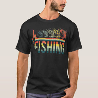 Camiseta Vintage Retro Heartbeat Palabra Pesca Pescado Love