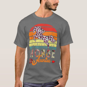 Camiseta Vintage Retro Horse Auntie Flowers Leopard Horse F