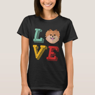 Camiseta Vintage Retro Love Pomeranian Cute Puppy Y Fundido