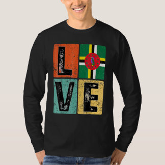 Camiseta Vintage Retro Me encanta la bandera de Dominica Pa