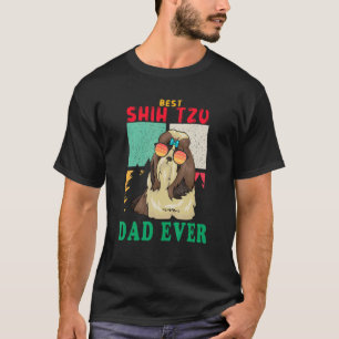 Camiseta Vintage Retro Mejor Shih Tzu Dad Ever Dog Sunglass