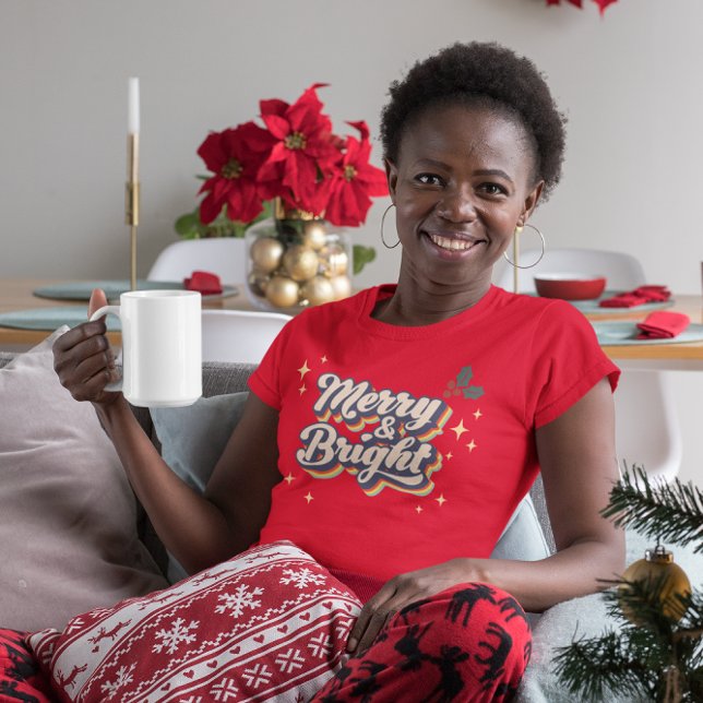 Camiseta Vintage Retro Merry & Bright Navidades (Subido por el creador)