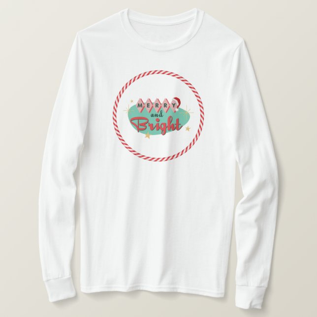 Camiseta Vintage/Retro Merry y Bright (Anverso del diseño)
