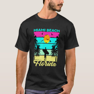 Camiseta Vintage Retro Miami Beach Surfing Beach Sun