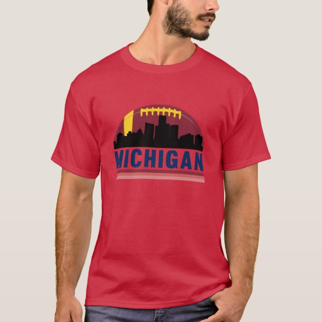 Camiseta Vintage Retro Michigan Skyline Oversized (Anverso)