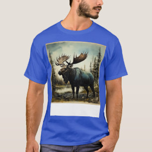 Camiseta Vintage Retro Moose Ilustracion TShirt