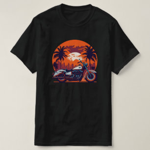 Camiseta Vintage Retro Motocicleta Sunset Biker Classic