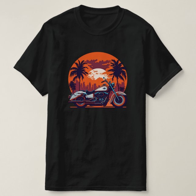 Camiseta Vintage Retro Motocicleta Sunset Biker Classic (Diseño del anverso)