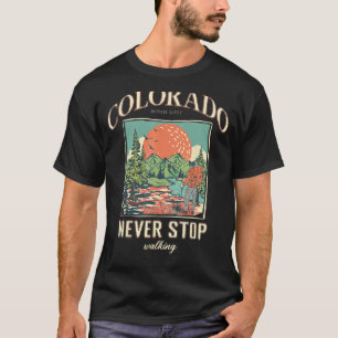 Camiseta Vintage Retro Nature Hills Lake Never Stop Sening
