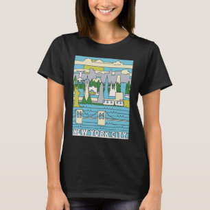 Camiseta Vintage Retro New York City Skyline Ny Manhattan