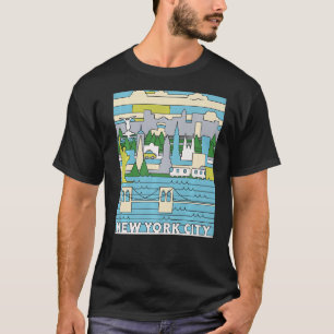 Camiseta Vintage Retro New York City Skyline NY Manhattan