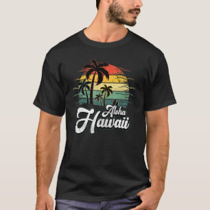 Camiseta Vintage Retro Palm Tree Beach Surfboard Hawai