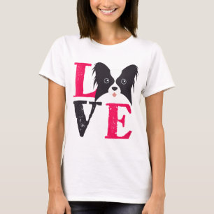 Camiseta Vintage Retro Papillion Love Cute Funny Perro Love