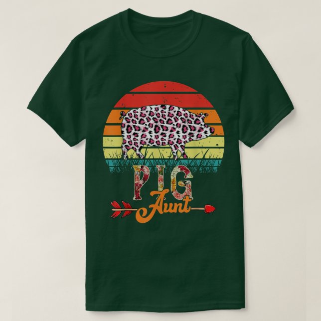 Camiseta Vintage Retro Pig Tía Flores Leopardo Cerdo Madre' (Diseño del anverso)