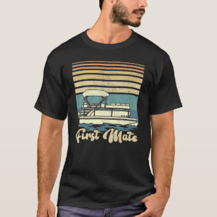 Camiseta Vintage Retro Pontoon Boat Boating Captain First M