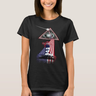 Camiseta Vintage Retro Prisma US Flag Lighthouse