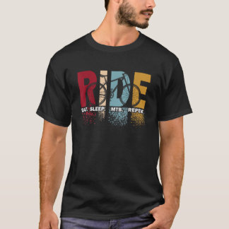 Camiseta Vintage Retro RIDE Comer Sleep MTB Repetir Montaña